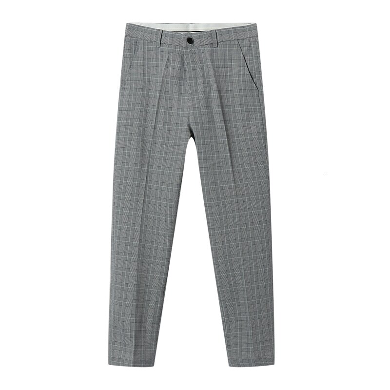Herfst Pak Broek mannen Mode Business Casual Plaid Broek Man Streetwear Wilde Losse Rechte Jurk Broek Mannen M-XL