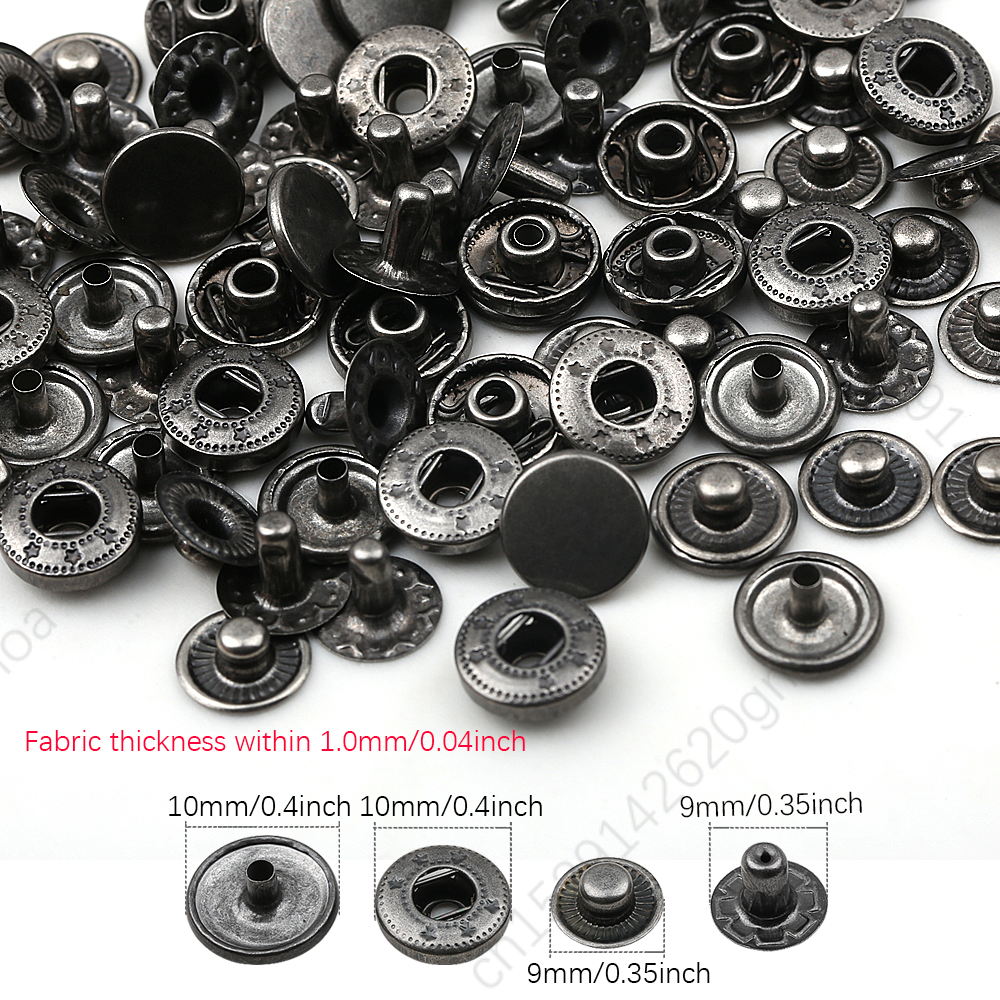 20sets/pack 10-15mm Metal Snap Buttons Sewing Accessories Botones Snaps Button For Clothing bags Leather Pressure Snap Fasteners