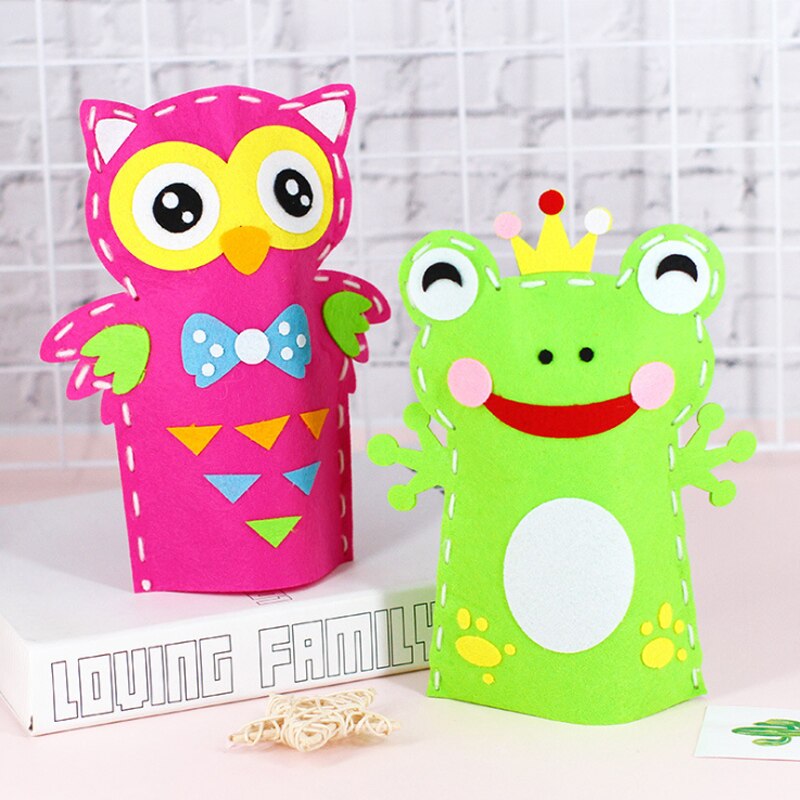 Saizhi 3D Crafts Handmade Kids Child DIY Activity Top Accessories Hand Puppet Non-Woven Cloth Animal DIY Sewing Toys