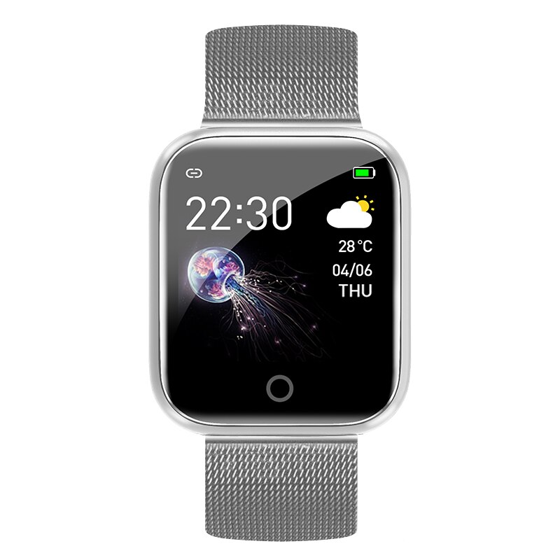 Smarte armbånd kvinder mænd i5 smartwatch sports skridttæller blodtryksmåler fitness tracker til android ios: Sølvmetal