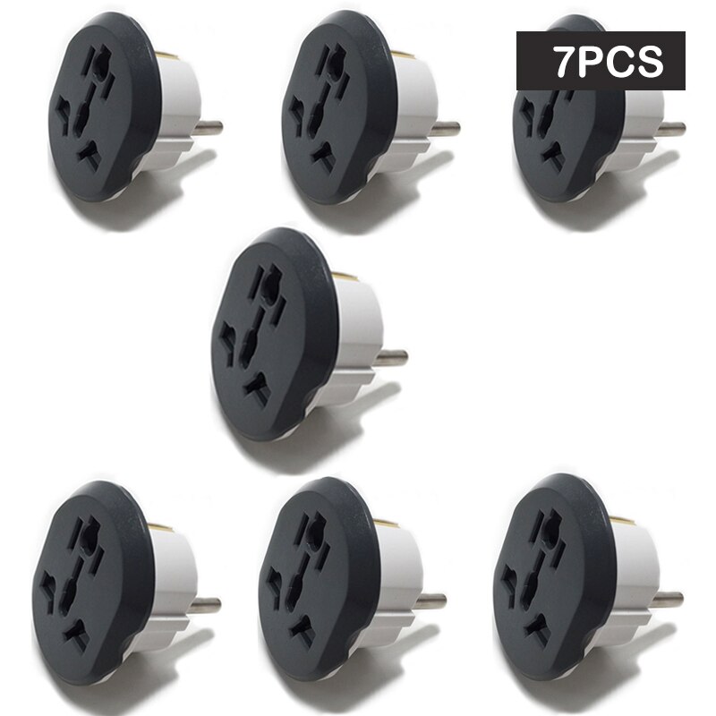 Auktion eu adapter 16a elektriske stik us uk au til eu stik universal strømskinne stik konverter euro  ac 220v til hjemrejse: 7 stk sort