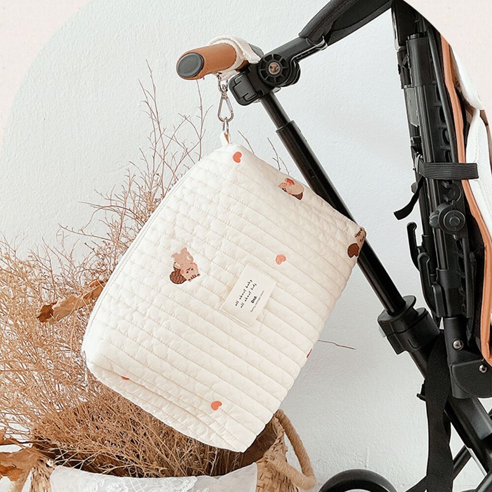 Luiertas Konijn Borduurwerk Katoen Leuke Luier Baby Opbergtas Voor Baby Spullen Uitje Draagbare Kinderwagen Mama Bag: squirrel