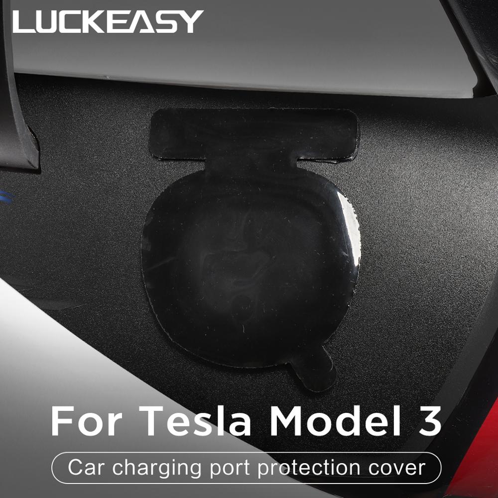 LUCKEASY Car charging port protection cover For tesla model 3 Charging port dust plug WHITE/BLACK