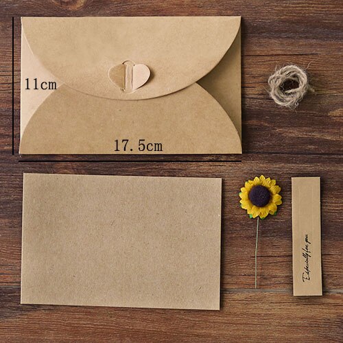17.5 x 11cm 1pc kraftpapper kuvertpåsar vintage kuvert för kort scrapbooking brevpapper kuvert: L solros