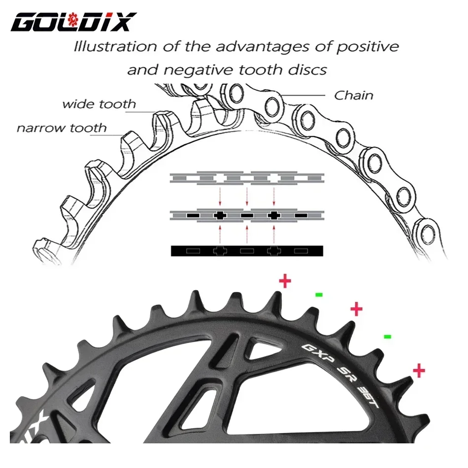 GOLDIX MTB Bicycle Chainring 32/34/36/38/40T Wide Narrow Chainwheel Direct Mount Crown for 3 Bolt Crankset