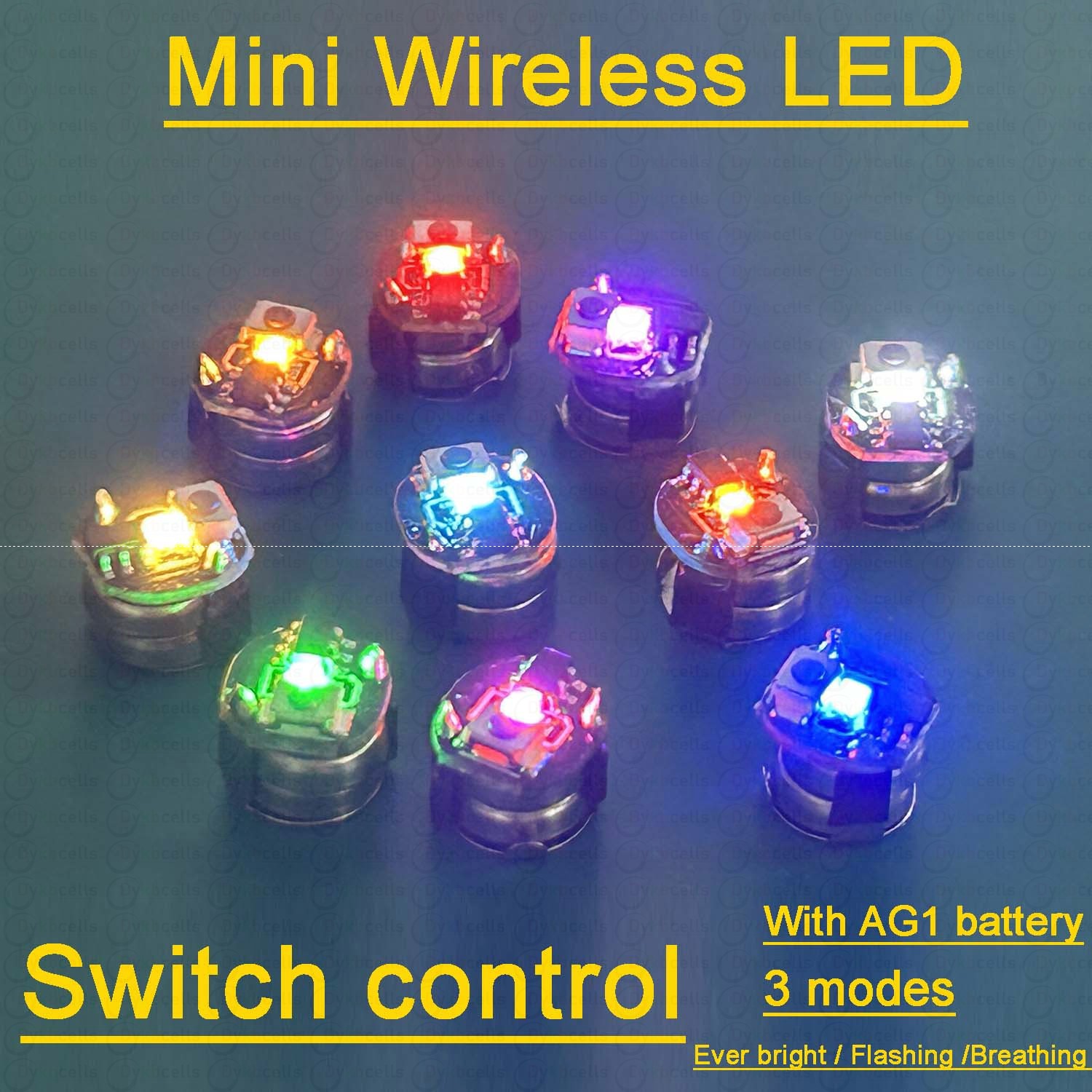 2 Stück kabellose LED-Lichtschalter-Steuerlampe, 3 Modi, immer Hölle / blinkend / atmend + AG1-Geschmack, Batterie, DIY-Modell, Sandtisch