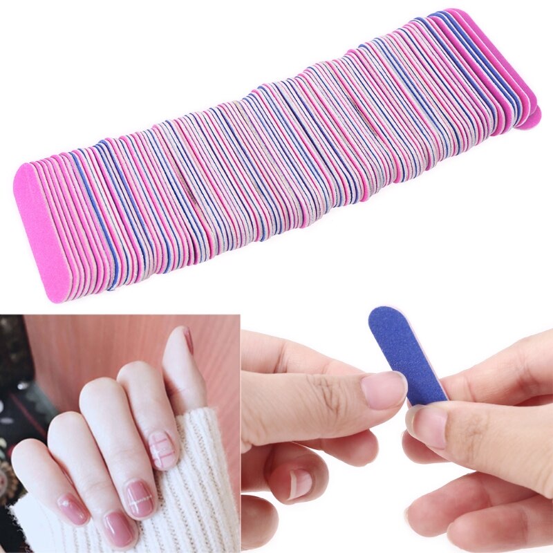 100 stk dobbeltsidede neglefiler engangs neglefil sæt manicure værktøj bærbar pedicure rasp grus mini nail art rejse
