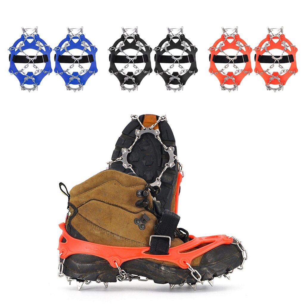 Crampons de glace à 13 dents pour bottes de randonnée, antidérapantes, pour marche, escalade, alpinisme, snowboard, 1 paire