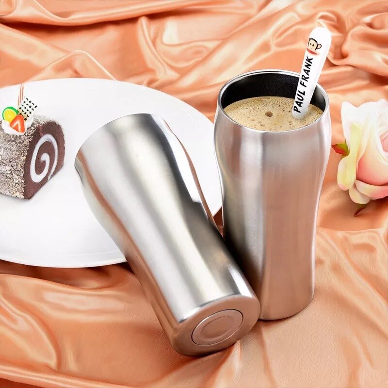304 Stainless Steel Coffee Cup 430ml Juice Double 304 Stainless Steel Ice Beer Mug Coffee Milk