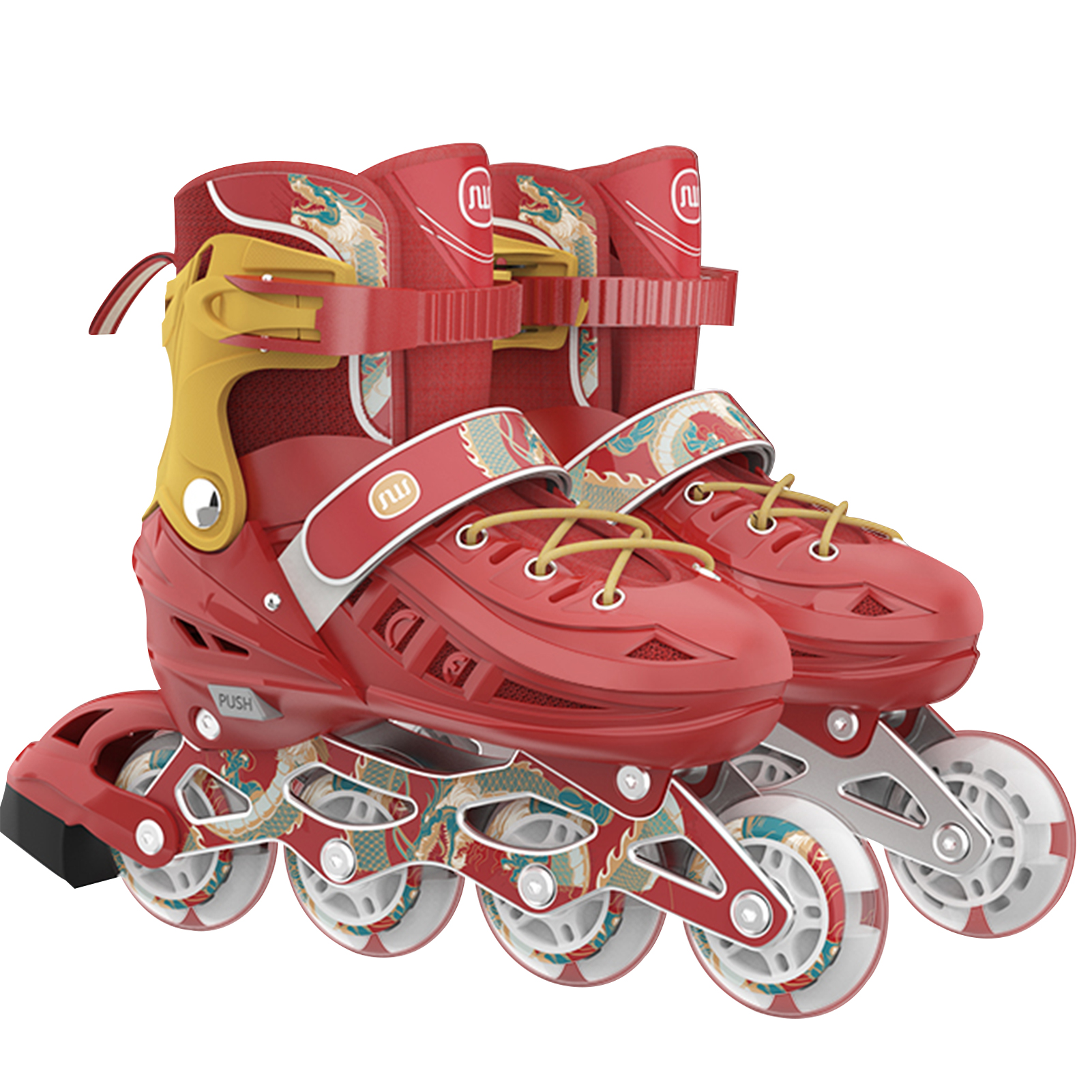 Inline Skates Outdoor Roller Skates Sneakers Adjustable Rollerblades Illuminating Wheels Adult Tracer Adjustable 4 Rodas PU Glow: Red  3842