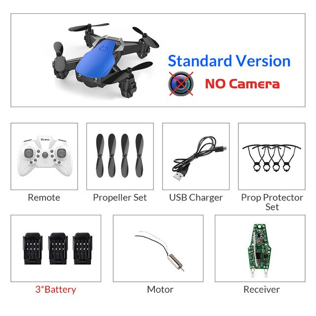 Eachine E61 Mini Drone Hight Hold Mode RC Quadcopter RTF WiFi FPV Foldable Helicopter VS HS210: bluestandard3battery