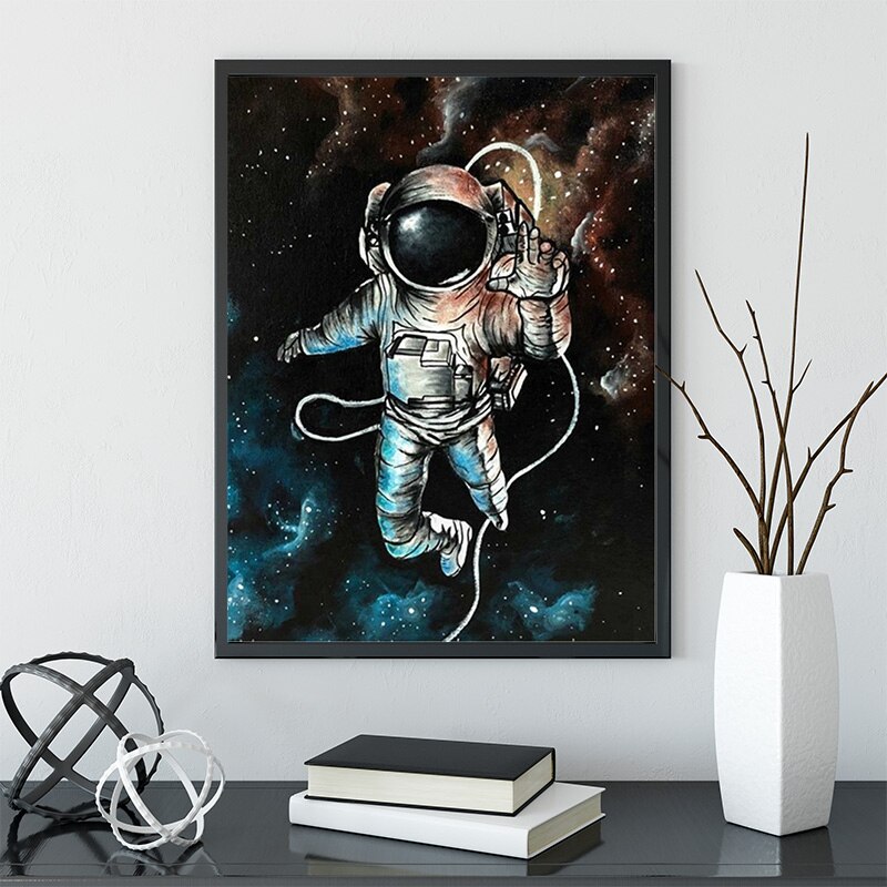 AZQSD peinture par numéros espace astronaute bricolage toile peinture Kits mur Art peinture à l'huile par numéros paysage Unique
