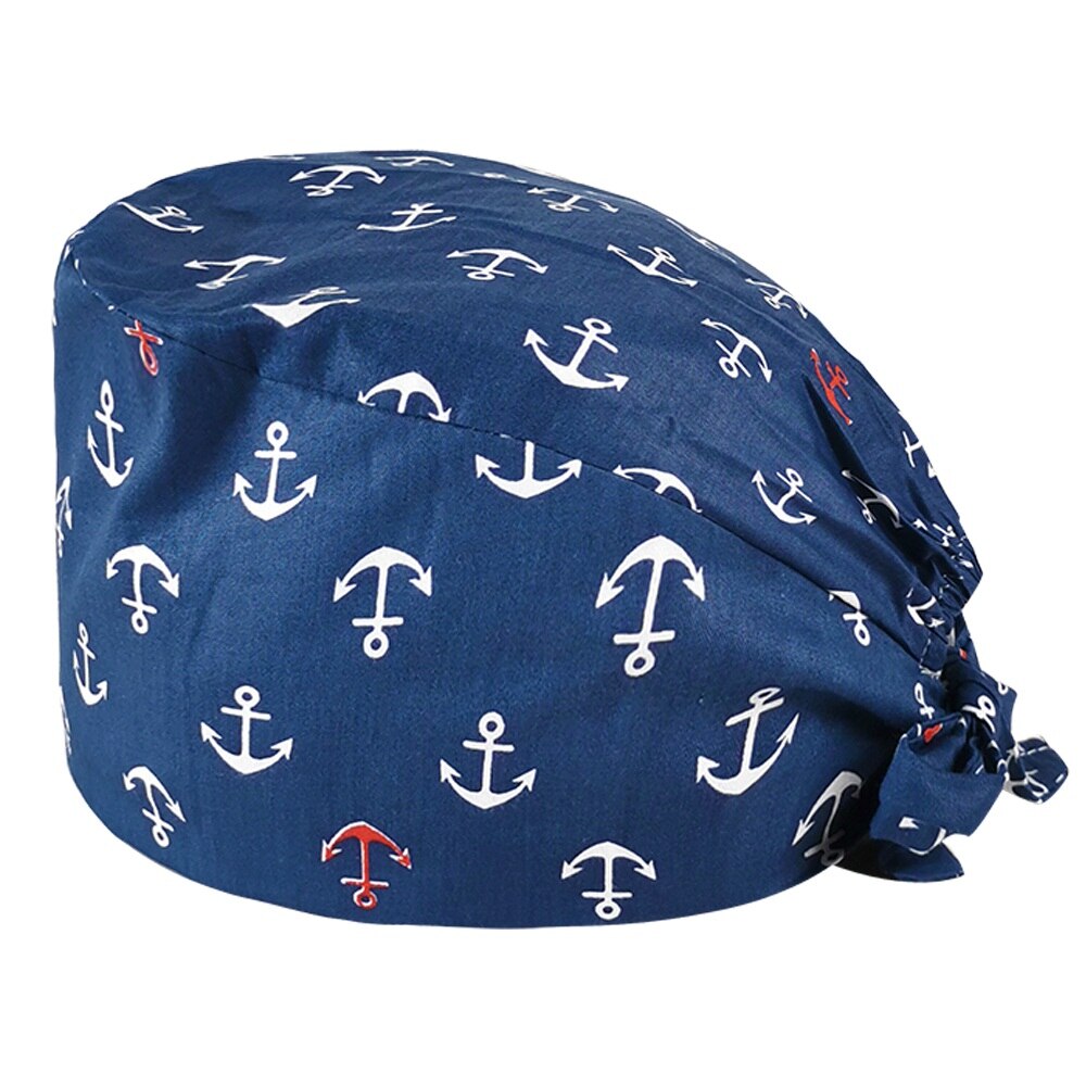 pure cotton cartoon print nurse cap operating room unisex work cap hospital nursing scrub cap: 22046