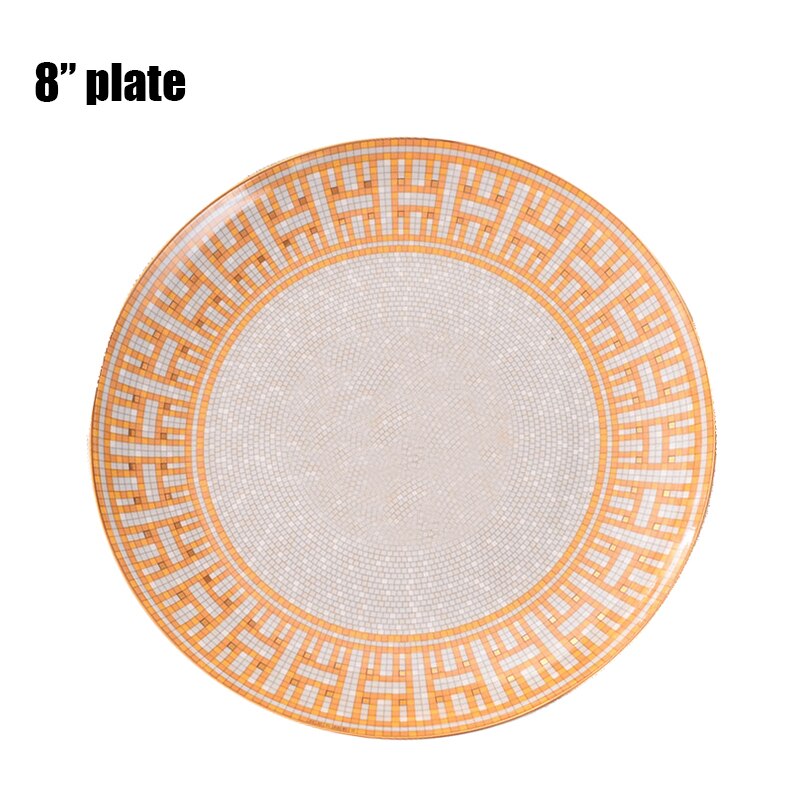Elegante Keramik Abendessen Platten Geometrische aufbringen Keramik Gericht Ladegerät Platte Netz Geschirr Platte blau und weiß porzellan platte: 13