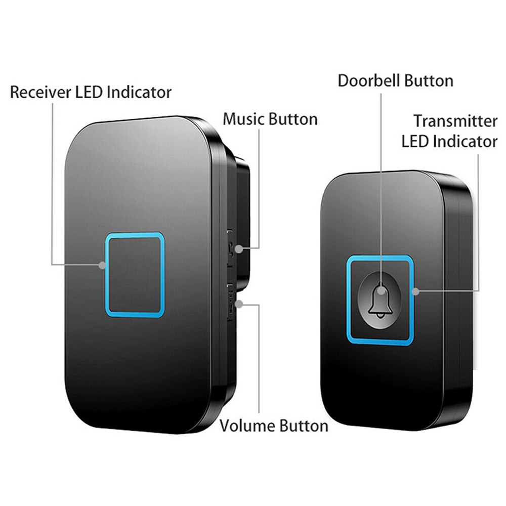 Timbre inalámbrico impermeable para puerta de exterior, timbre de bienvenida para el hogar inteligente de seguridad, fuerte, 60 luces LED, 300M