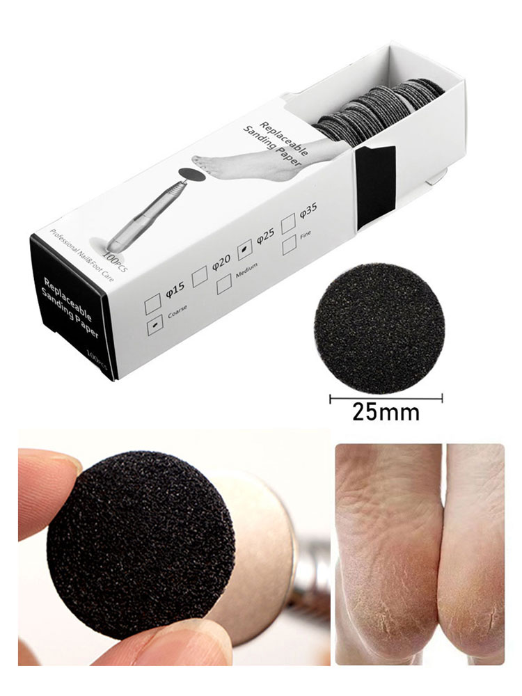 Papel de lija reemplazable para pedicura, herramienta para quitar callos y cutículas, Lima eléctrica para pies, herramientas de pedicura de piel muerta dura, 100 Uds.