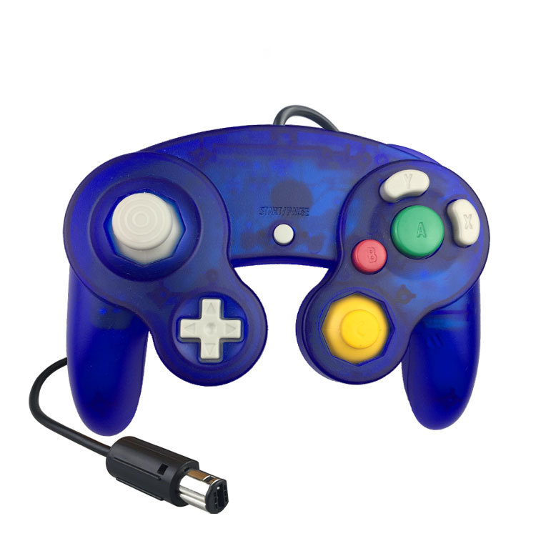 DATA FROG Wired Joypad Controller For Gamecube Controller Handheld Joystick For Computer For Nintend For Wii Vibration Gameing: Transparent blue