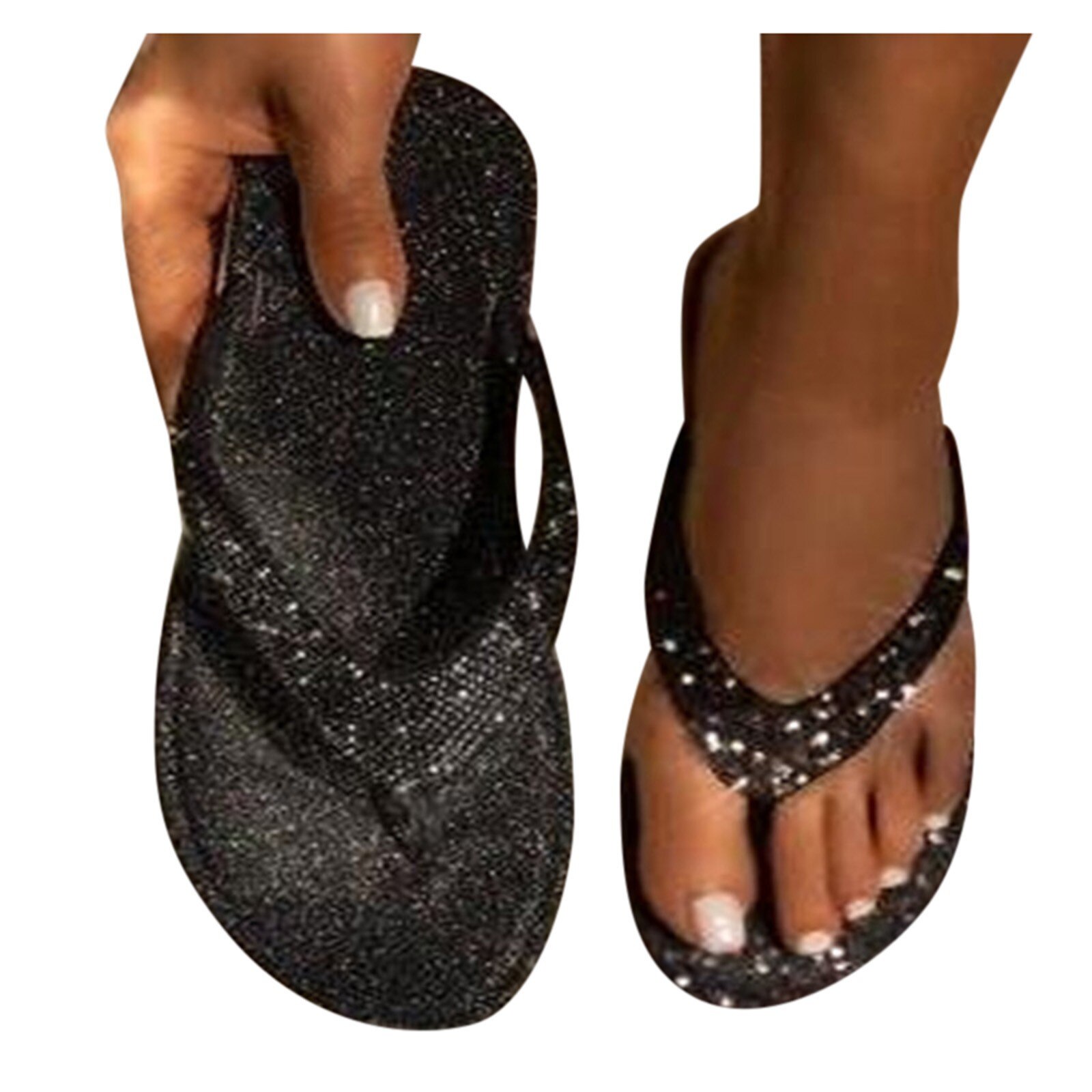 40# Glitter Slippers Women Summer Sandals Bling Female Candy Color Flip Flops Beach Diamond Shoes Outdoor Sandals