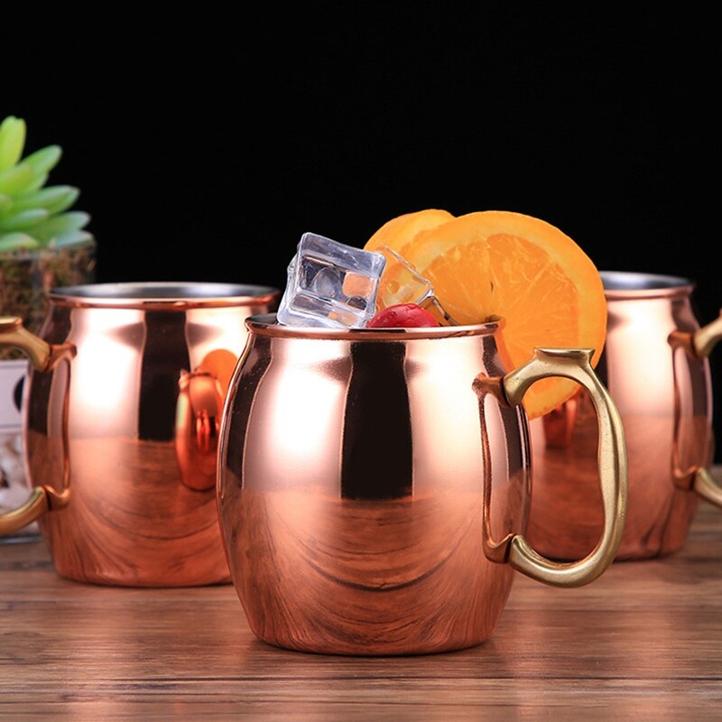 Rvs 304 Koper Plated Bier Mok Cocktail Glas Sap Beker Wijn Glas Koffie Bar Tool Rose Gold