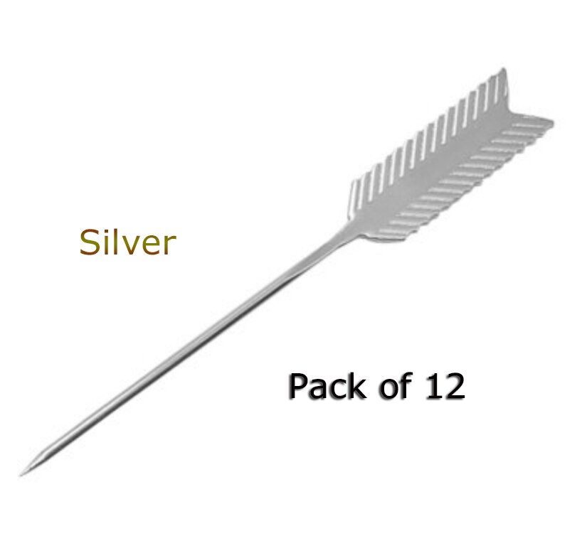 Freies Kreative Cocktail Dekoration Obst Stick Cocktail oder Martini Pick-Pack von 12 (Pfeil Form): Silver Set of 12