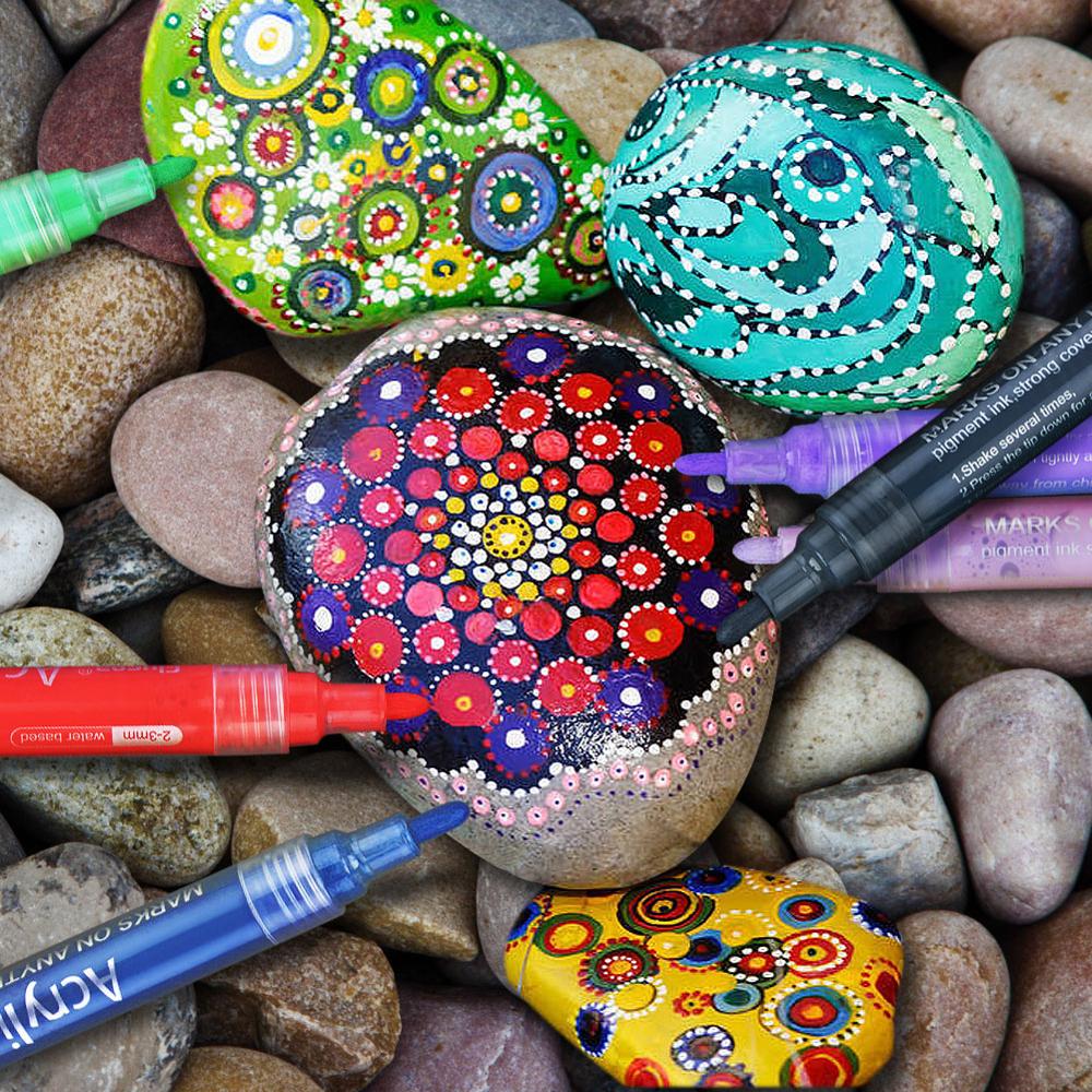 12 farver tegning maleri kunst pen gør-det-selv permanent maling tusch pen vand blyant sæt til keramisk sten glas kontor kunstartikler