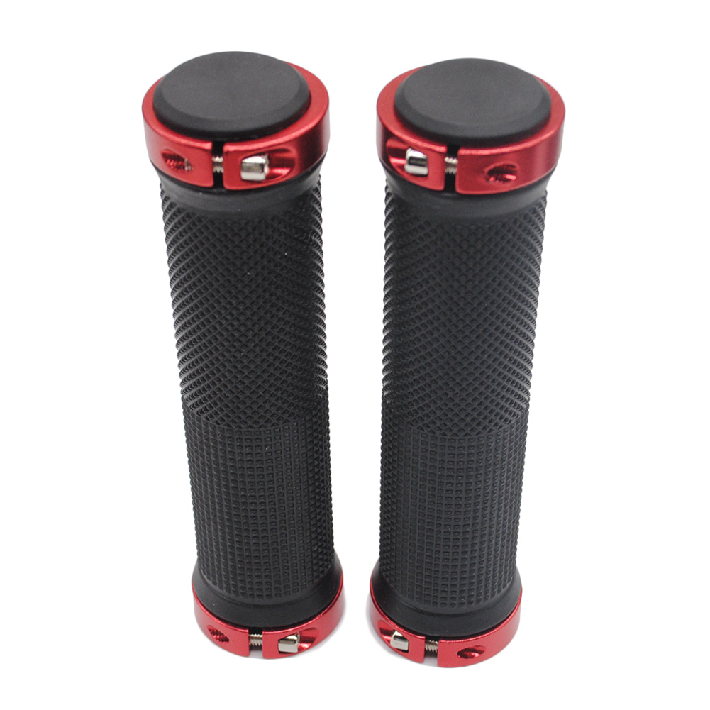 Lock-on Grips Fixed Gear Fixie Grips End knock off Mountain Bike Grips Rubber Lock On Handlebars: Red