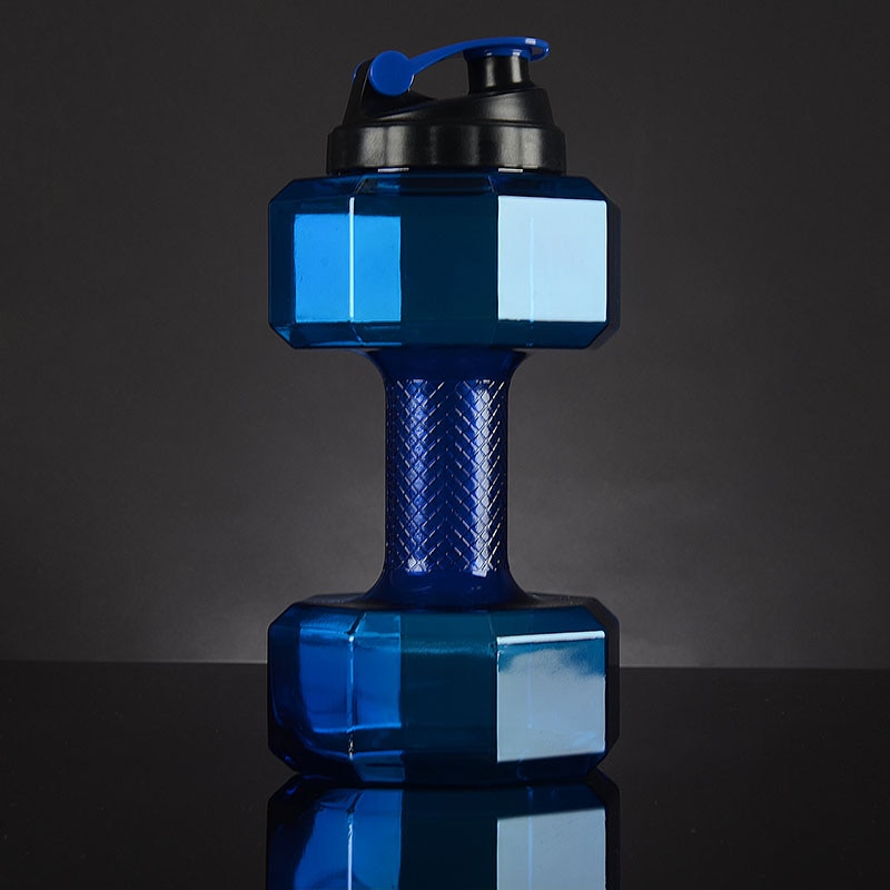 Dumbbells Plastic Grote grote Capaciteit Gym Sport Water Outdoor Fitness Fiets Camping Fietsen Fles Fitness Voor Mannen: 2.2L Blue