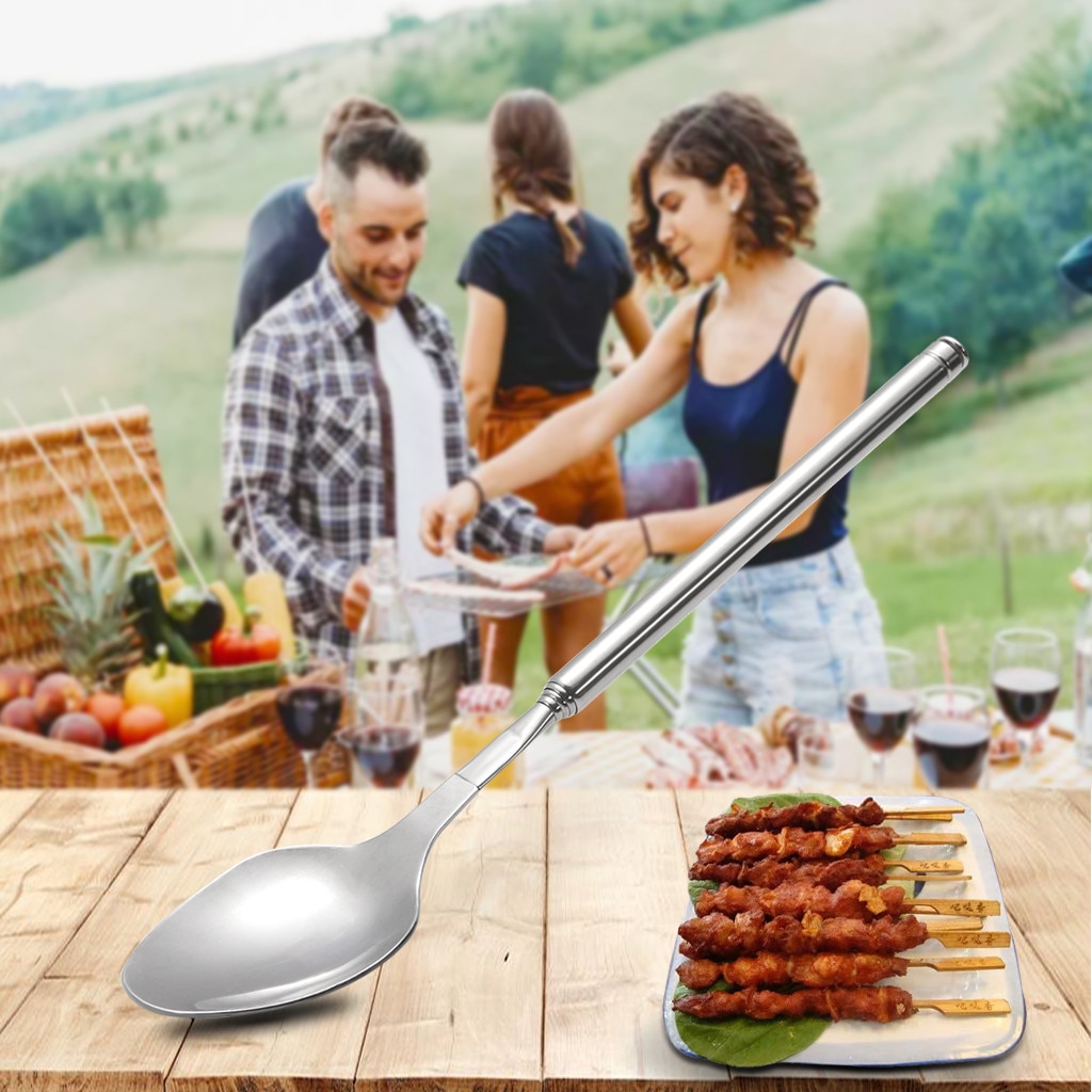 Funny Spoon Extension Long Extendable Telescopic Freeloader Trick Prank BBQ Tool Home kitchen tool accessories tableware посуда