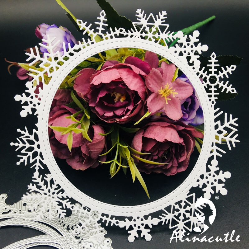 Metal Cutting die Cut 8pc Circle snowflake nesting frame Scrapbooking Paper Craft Card Album Punch Art Cutter Alinacutle Die