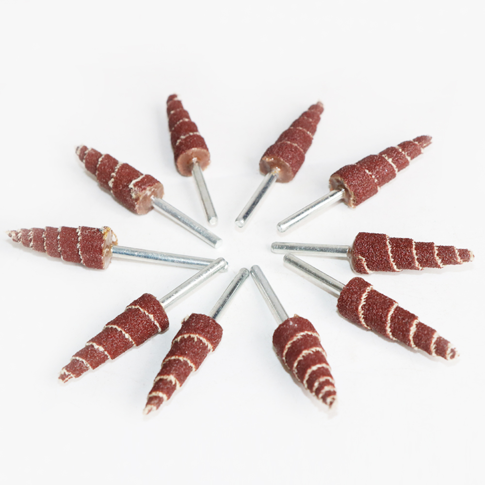 10Pcs Cone Shape Mounted Point Grinding Head Sandpaper Flap Sanding Wheel 80-400# With 1/8" Shank Polishing Abrasive Tool