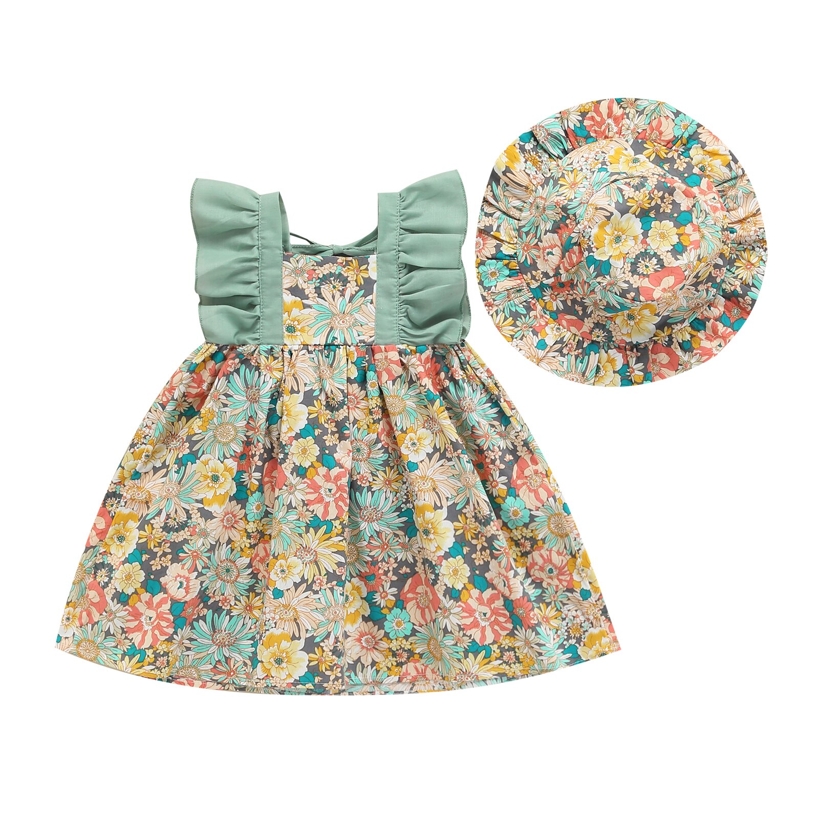 Robe D'Été Sans Manches La Jenns Fille Taille 3T - Imprimé Floral - Occasion Excellent État