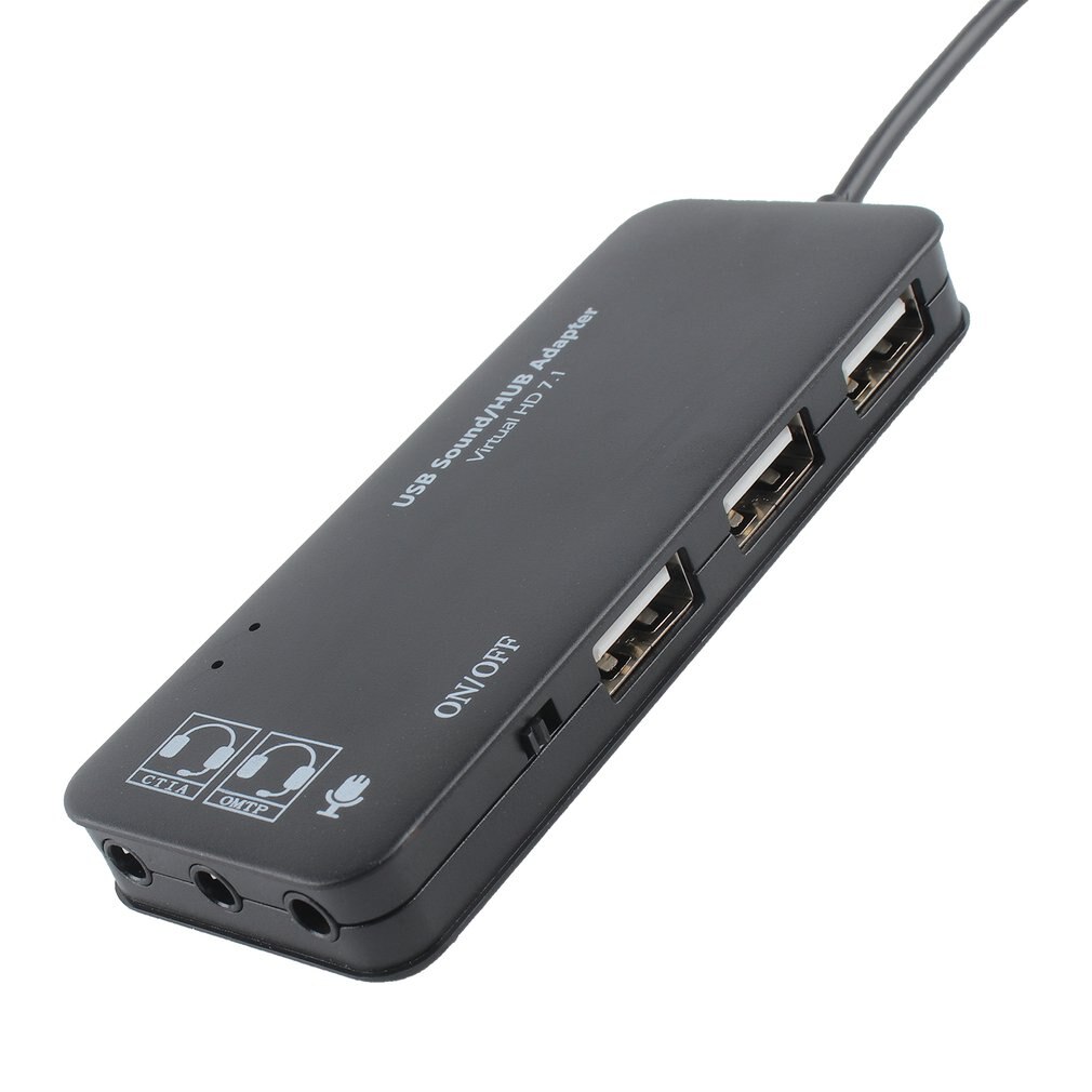 3 Poort USB2.0 Hub Externe Usb Geluidskaart Geen Externe Driver Stereo Geluidskaart Ruisonderdrukkende Headset Adapter Voor Laptop pc
