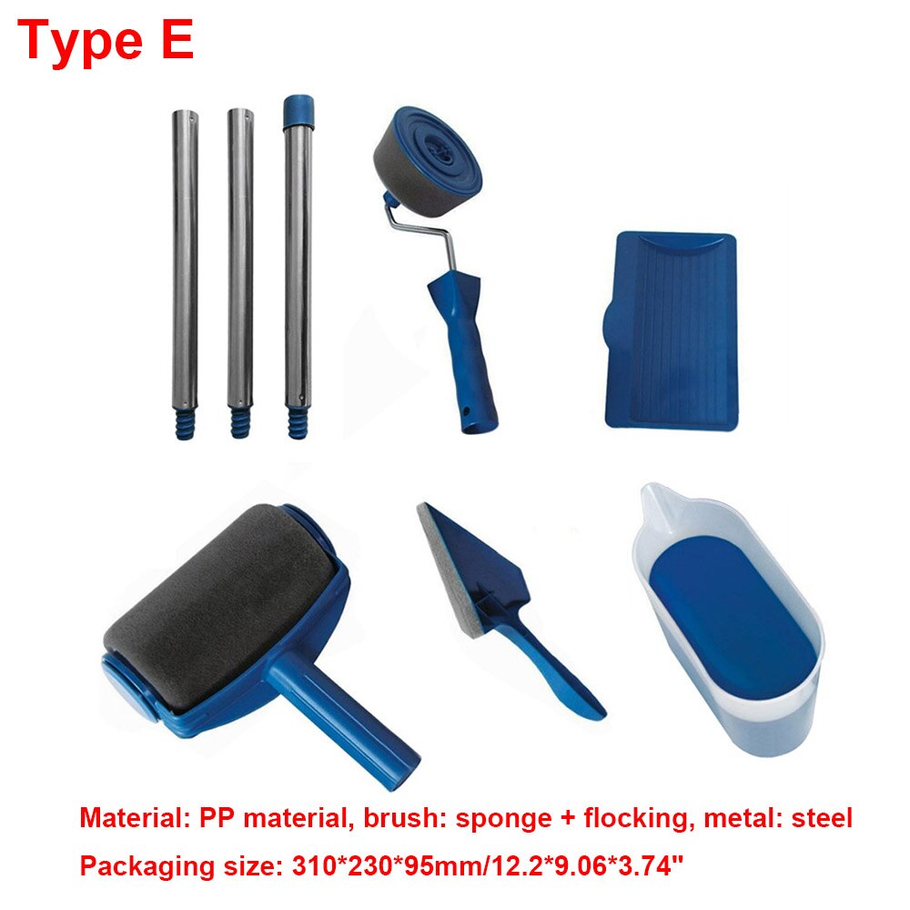 5pcs Paint Runner Roller Brush Tool Set Multifunctional Paint Roller Set Room Wall Painting Brushes Set Home Repack Tool Newst: E