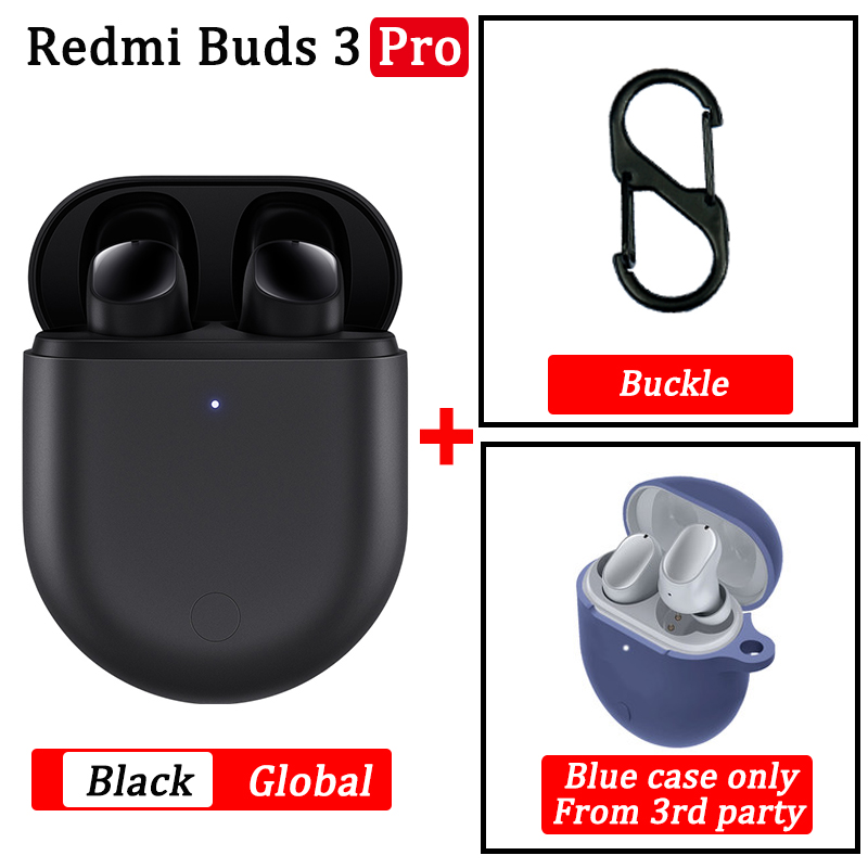 Xiaomi Redmi Buds 3 Pro TWS auricolare Bluetooth Redmi Airdots 3 Pro auricolare Wireless ANC IPX4 per K40 Note 10 Pro: BLACK GL blue case