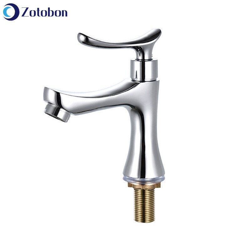 ZOTOBON Bathroom Deck Mounted Faucet Stainless Steel Faucet Bathroom Basin Sink Faucets Cold Mixer Taps Single Hole H225: Default Title