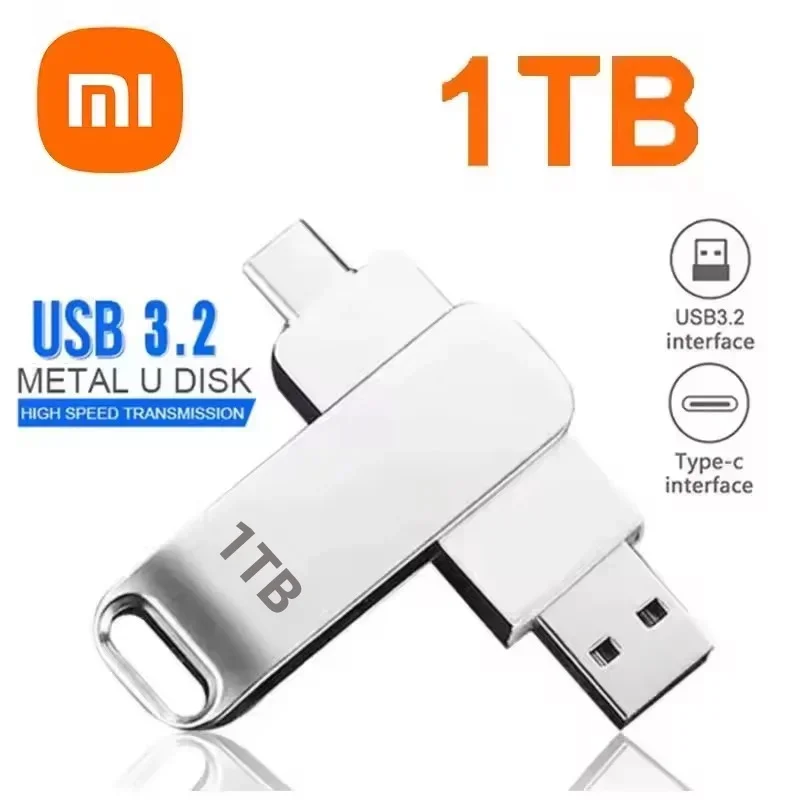 XIAOMI 16TB Flash Drives USB 3.2 High Speed USB Transfer Metal Pendrive Memory Card Pendrive Flash Disk Memoria Waterproof Stick: black