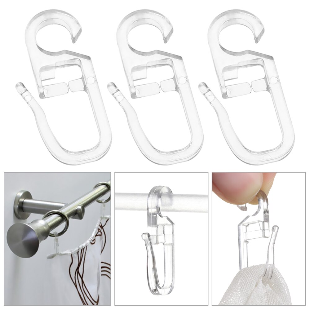 10PCS Plastic Curtain Hooks Universal Wall Ring Sliding Hook Curtains Fixing Holders Durable Curtains Accessories Home Decor