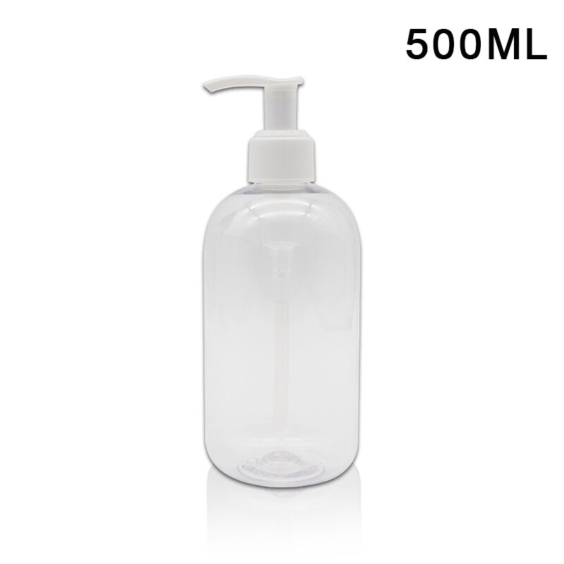 Clear Plastic Thickened Bottles with Pumps Dispensers Refillable Liquid Soap Transparent Round Bottles THIN889: 500ml
