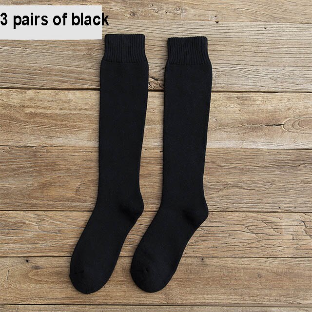 6Stck = 3Paare männer Winter Kompression Strumpf Warme Heiße Knie Hohe Lange Bein Frottee Socken Warme verdicken Abdeckung Waden Socken Größe 38-44: SCHWARZ BLAU