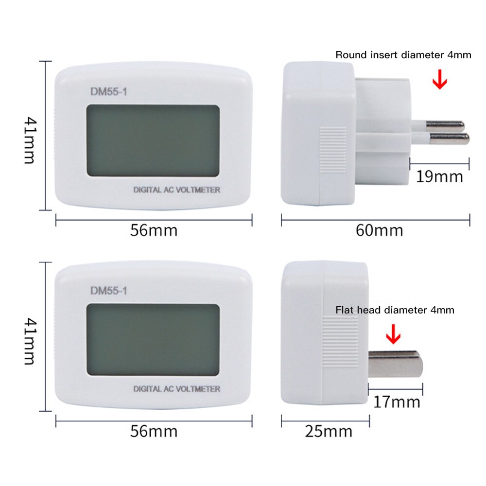 Ac 110V-220V Digitale Voltmeter Eu Us Plug Volt Meter Socket Voltage Tester Lcd Voltage Meter Header DM55-1 Voltage Meten