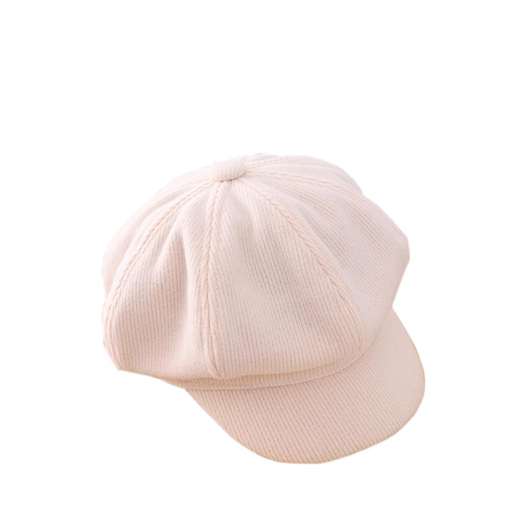Boina con visera de otoño-invierno para niños y niñas, gorra con visera, gorra con visera, tapa panadera, sombreros octogonales de pintor: Beige