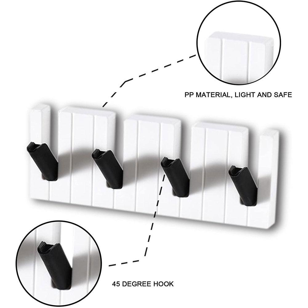Piano Coat Racks Piano Keys Wall Mounted Coat Hook Hanger Wall Decoration Key Ring Hat Storage Organizer Rack Shelf