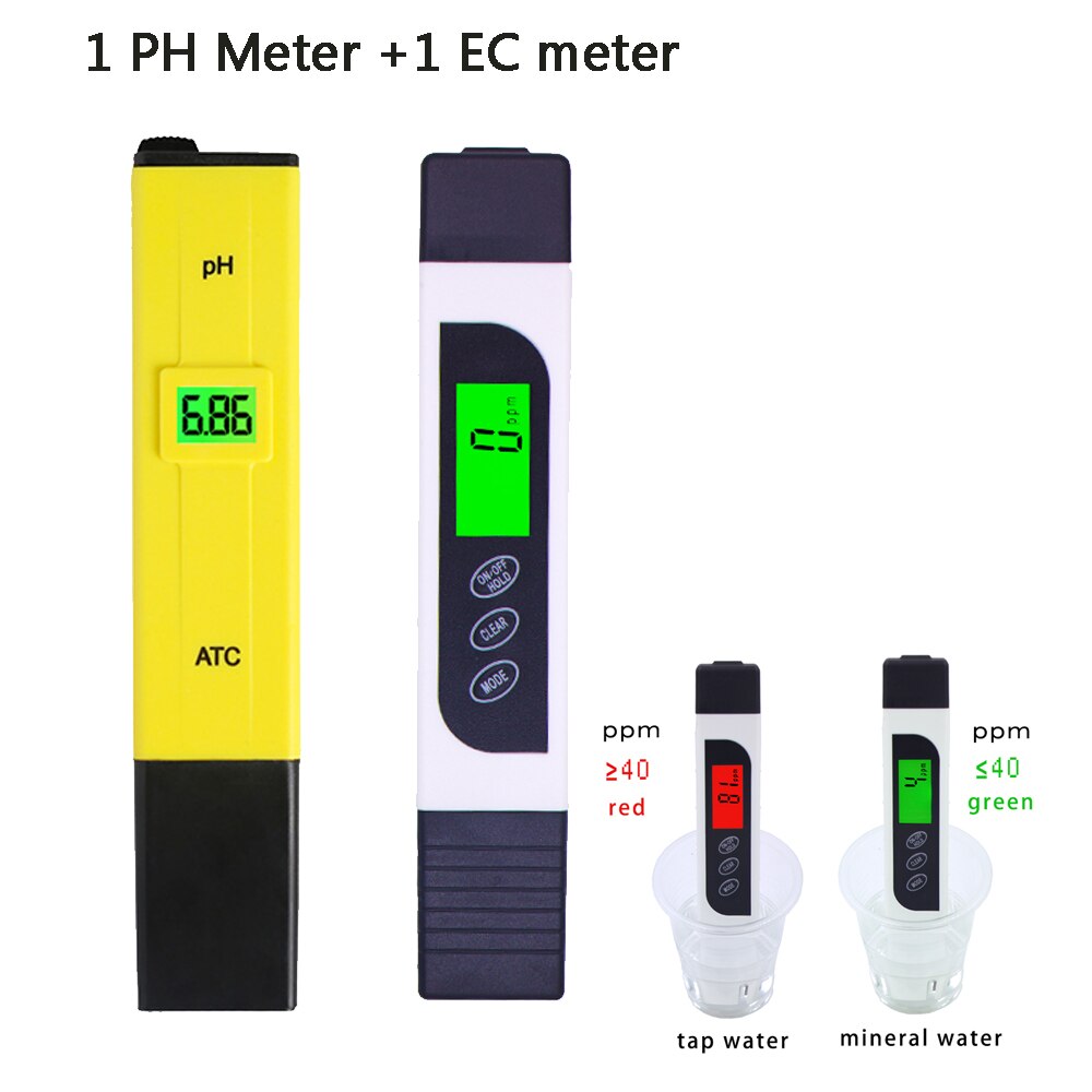 Digital PH Meter EC TDS Tester ORP Meters Conductivity Detector Water Analyser Purity Measurement for Hydroponics Pool: 1PH and1 TDS Meter