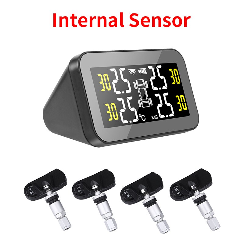 Jansite Tpms Grote Scherm Auto Bandenspanningscontrolesysteem Solar Power Auto Security Alarm 0.5-6Bar Tpms Sensor Voor sedan Auto: Internal sensors