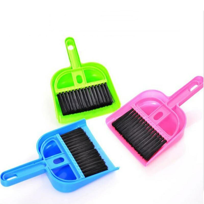 2 Stk/set Draagbare Mini Schoon Huisdier Afval Bezem Scoop Desktop Cleaning Tools Veegmachine Schop Schoonmaken Pak Stoffer Toetsenbord Borstel