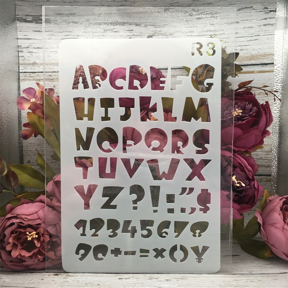 1Pcs 26*17cm Alphabet Letters 12 DIY Craft Layering Stencils Painting Scrapbooking Stamping Embossing Decor Card Template