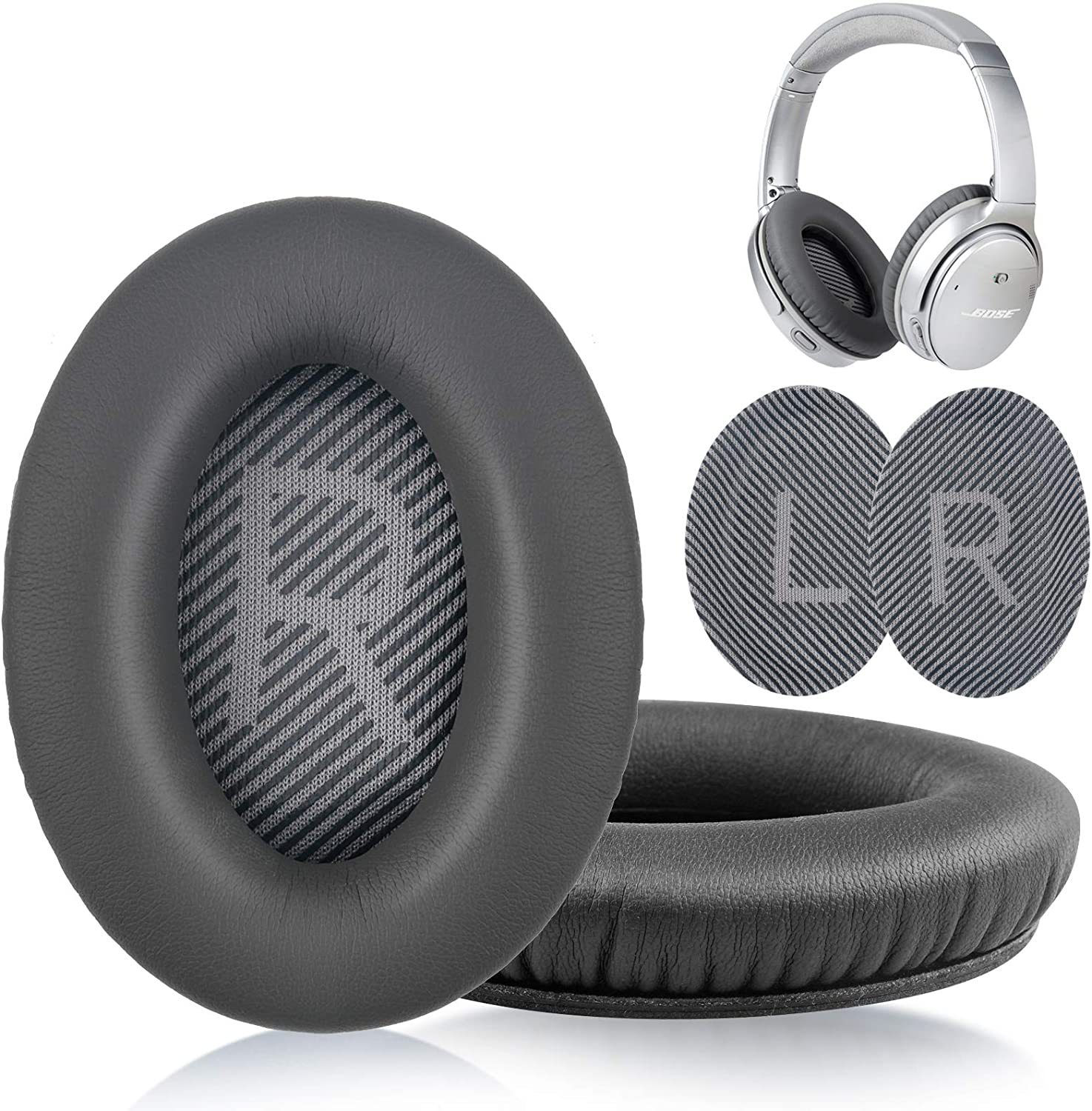 Professionele oorkussens voor BOSE QC35 voor QuietComfort 35 & 35 ii BOSEQC35 QC2, AE2, AE2i QC15 AE2 SoundTrue hoofdtelefoonkussen: Donkergrijs