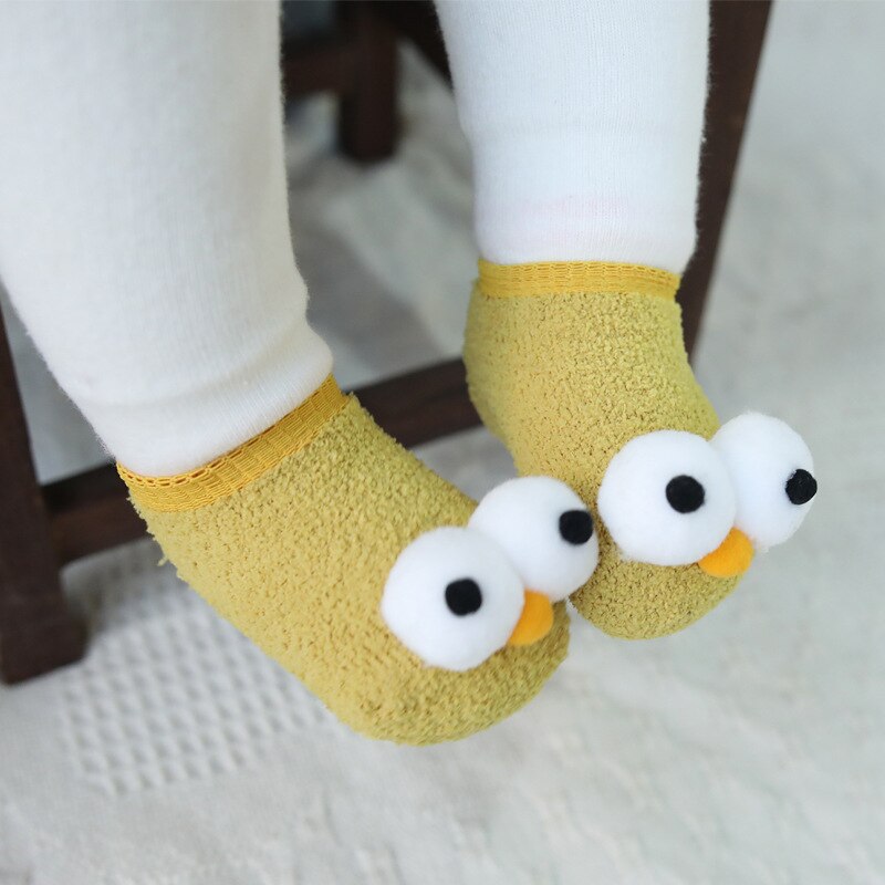 Bonitos calcetines de bebé con ojos grandes, suaves, antideslizantes, para primavera y otoño, bonitos calcetines infantiles, Cómodos calcetines para niños pequeños, adecuados para 0-3 años