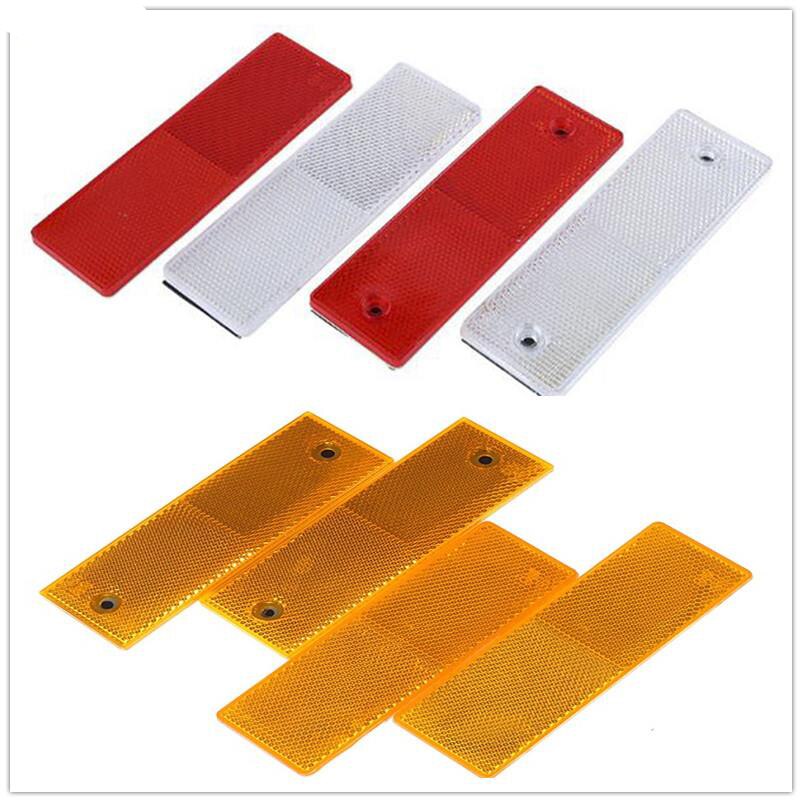 2 Pcs Rood/Wit/Oranje Vrachtwagen Motorfiets Lijm Rechthoek Plastic Reflector Reflecterende Waarschuwing Plaat Stickers Veiligheid Teken
