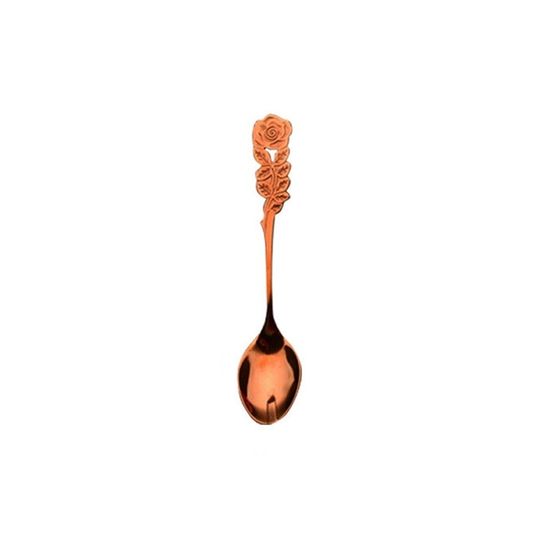 Colorful Handle Spoons Drink Soup Drinking Tools Flatware Kitchen Gadget coffee scoops multi color: rose golden